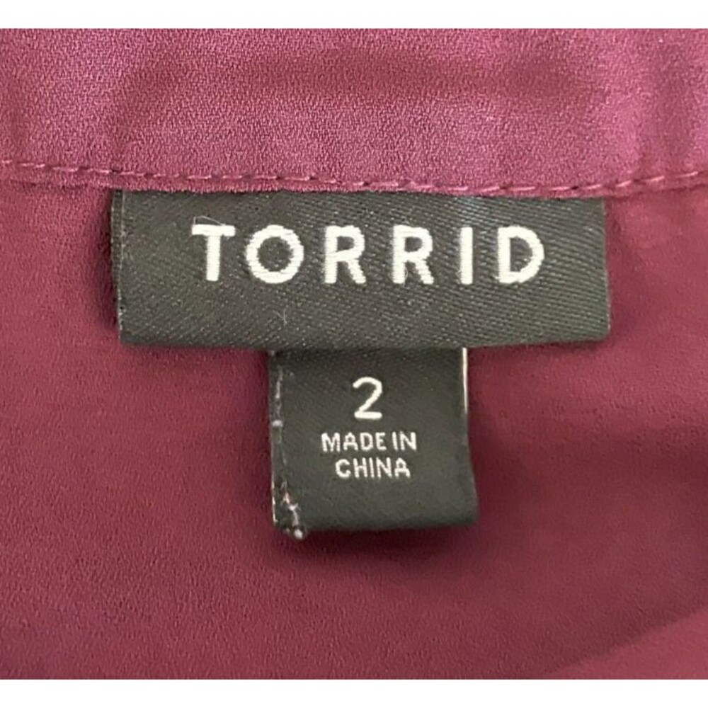 TORRID Womens TOP 3/4 Tab Sleeve PURPLE w/ Pockets Size 2 (2X 18/20) - Picture 5 of 5